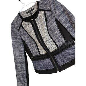 WHBM Multi Tweed Momento Jacket Blazer Zip Size 4 Washable Contrast Crop 6940